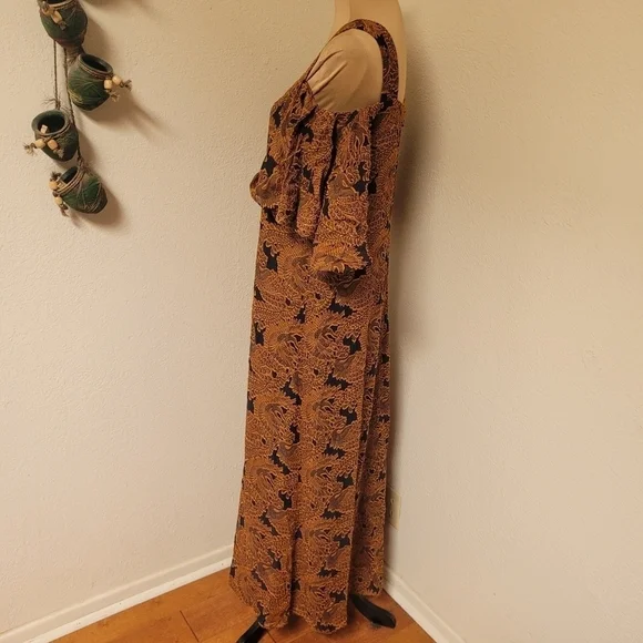 & Other Stories Blue and Gold Brocade Dress - Picture 4 of 6